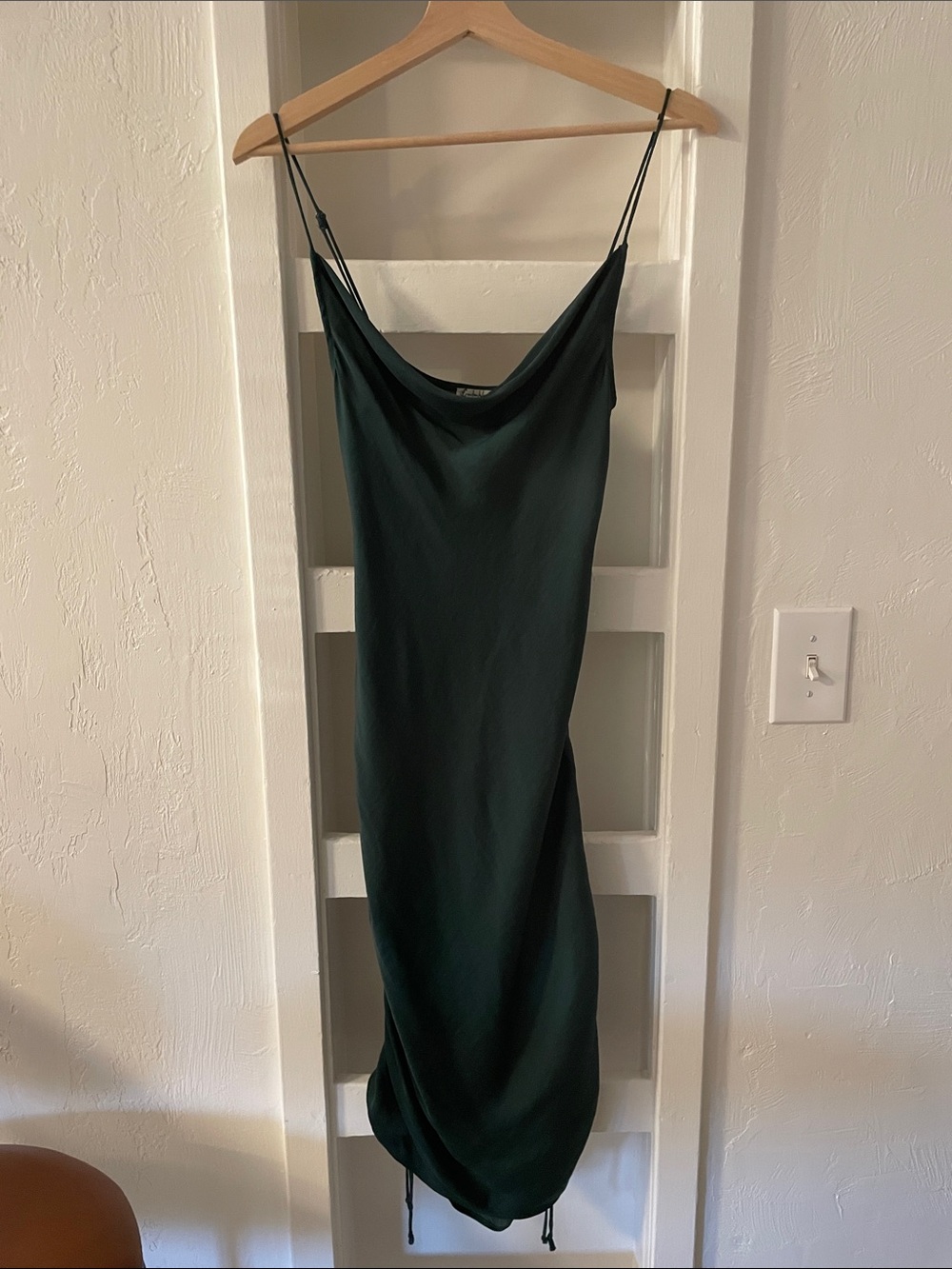 Sleeveless Dark Green Cowl Neck Slip Dress